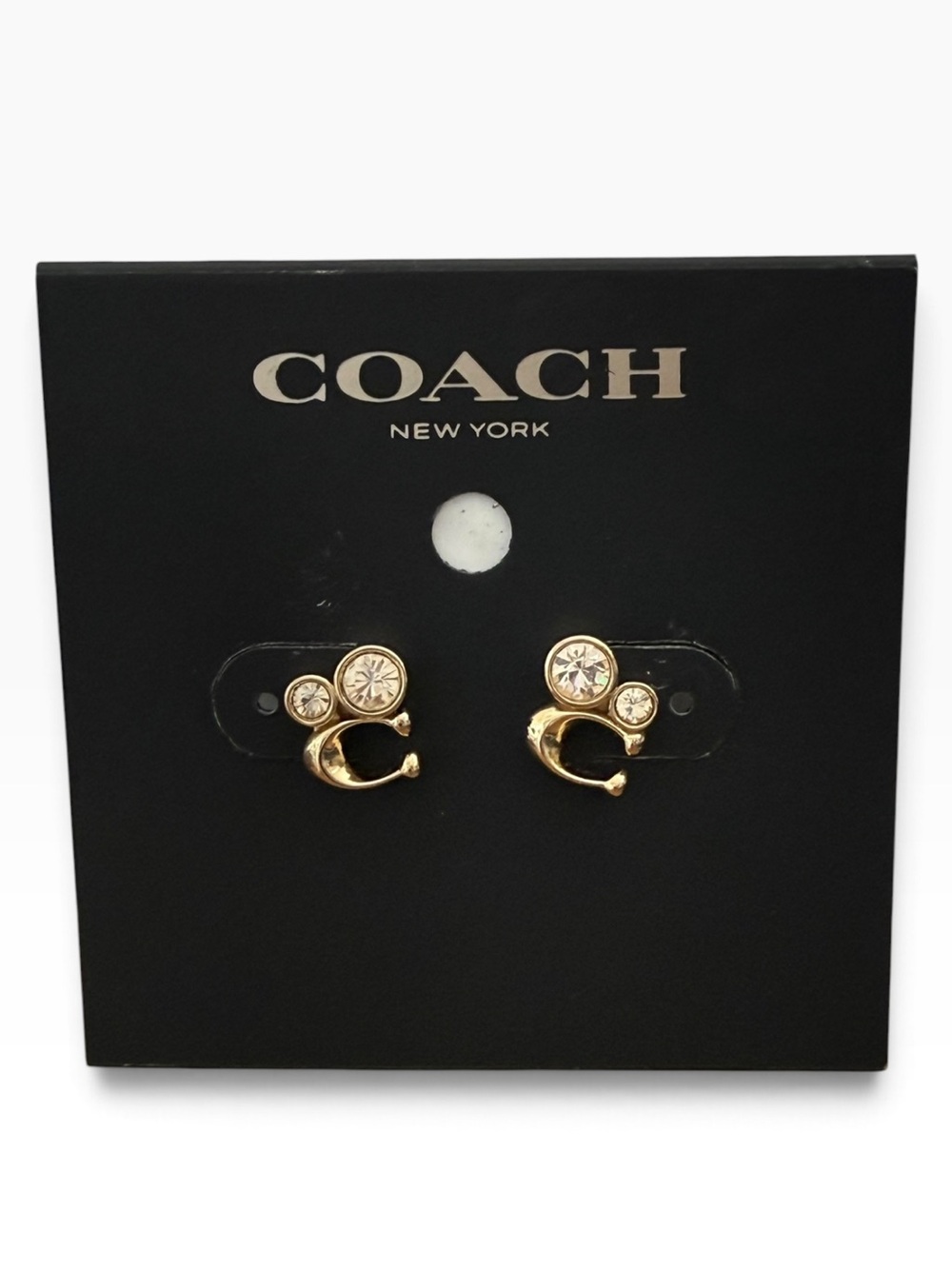COACH Signature “C" Crystal Stud Earrings NWOT